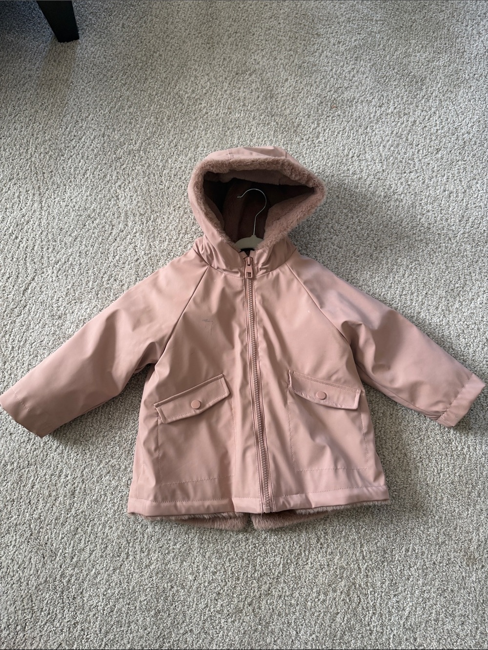 Zara fleece lined Hooded rain jacket